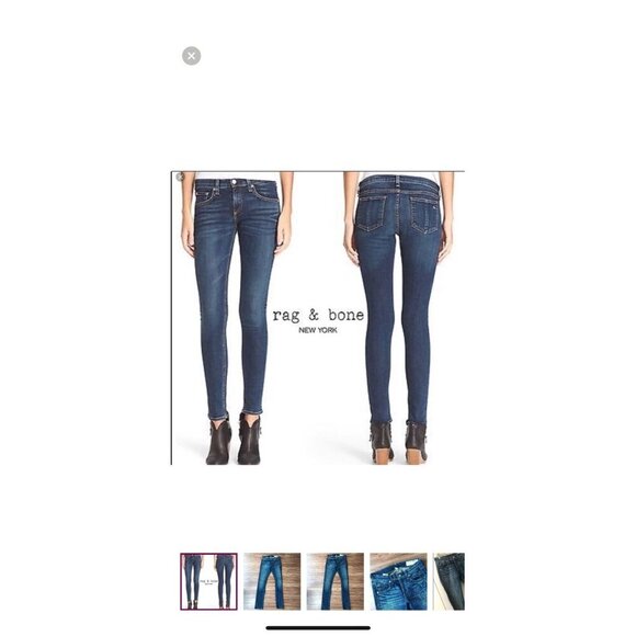 Rag & Bone Kensington dark blue wash skinny straight jeans 31 stretch mobwife - Picture 2 of 11
